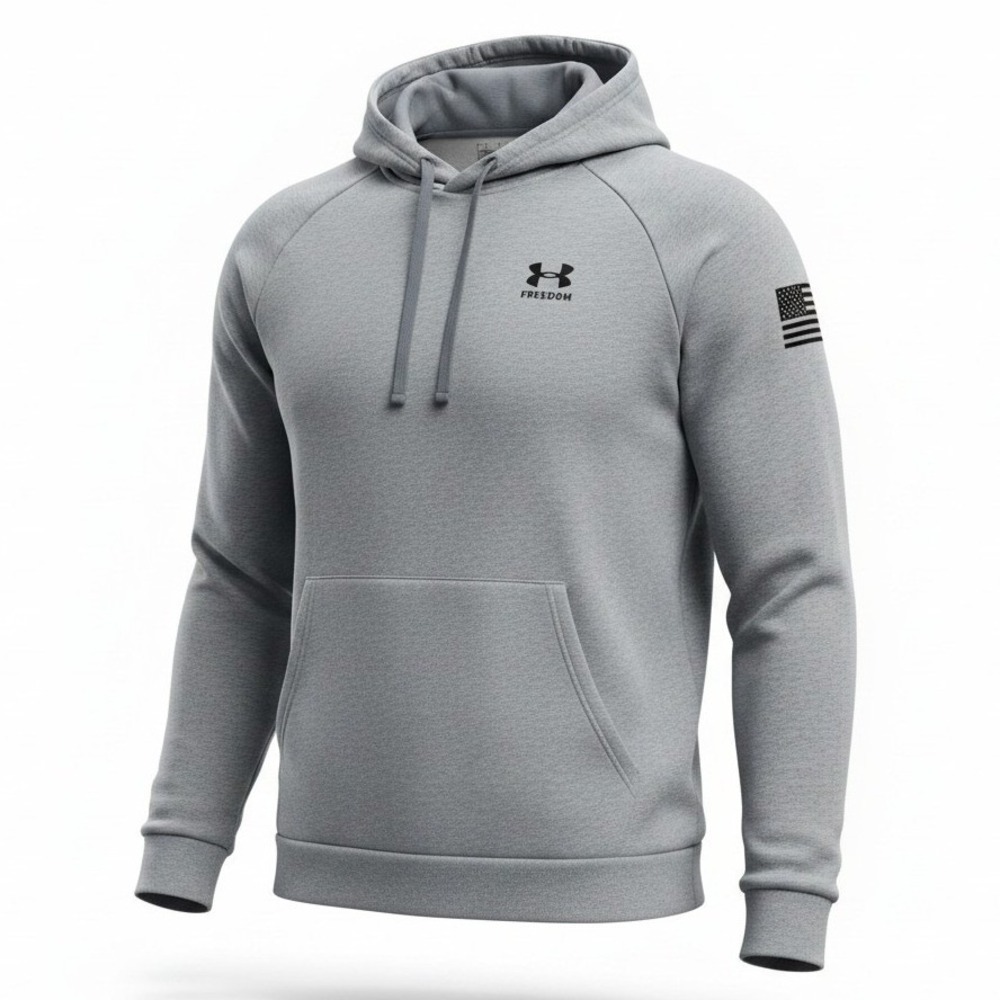 Under Armour Freedom Flag Hoodie Mens 2XL Grey Heathered Graphic Pullover NEW
